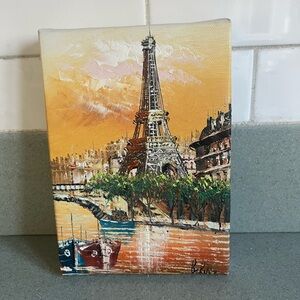 Eiffel Tower Canvas Art mini painting on canvas 5 1/4” x 7”